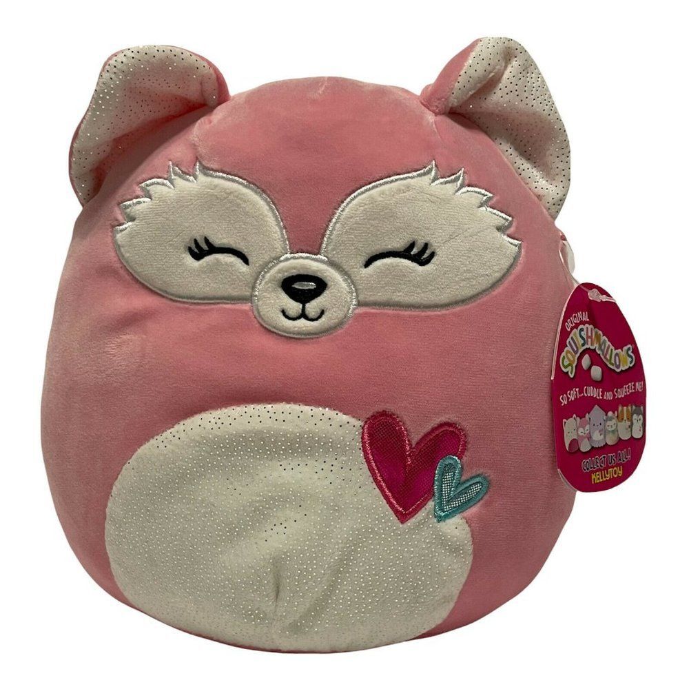 Squishmallows Flora the Fox Pink 2021 Valentines Day Kellytoy Plush 8"inch -New
